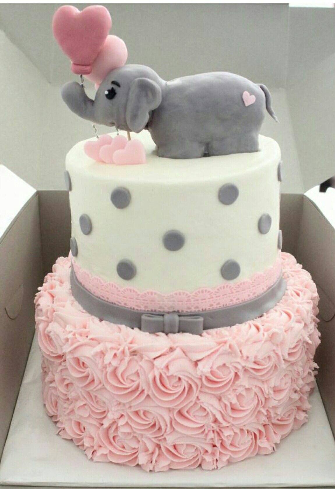 Pink ruffle elephant baby cake Baby Shower in 2019