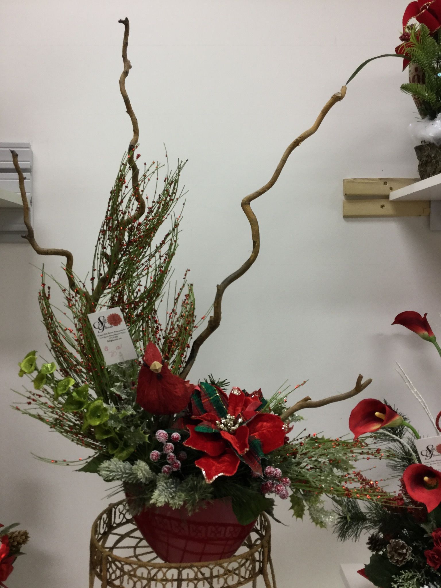 Christmas Poinsettia Willow Bells Of Ireland Greenery Christmas Poinsettia Willow Bells Of Ireland Greenery Fl Arrangements Silk
