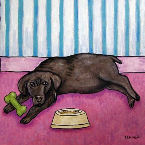 Chocolate Labrador coffee 8x10 art PRINT dog animals impressionism
