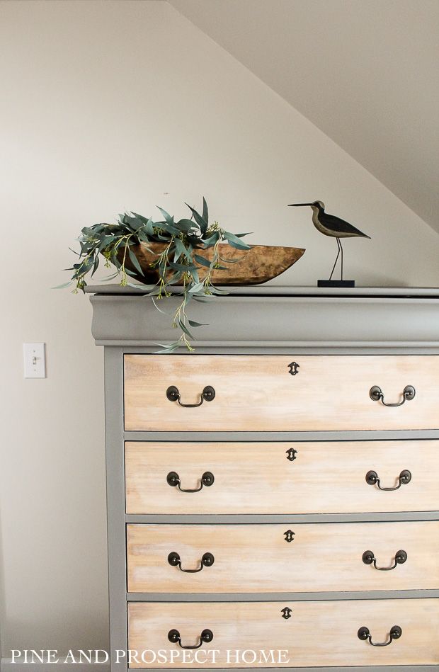Painted Dresser with Raw Wood Drawers - Pine and Prospect Home Cottage Style Furniture, Farmhouse Furniture, Refurbished Furniture, Repurposed Furniture, Painted Furniture, Painted Dressers, Painted Dresser Nursery, Farmhouse Bedroom, Diy Dresser Makeover