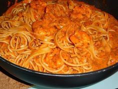 Spaghetti mit Krabben - Tomaten - Sahnesoße #shrimpscampi