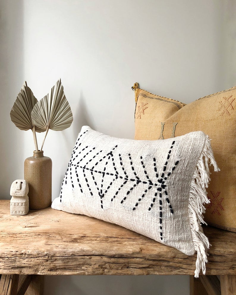 Cream Lumbar Raw Cotton Pillow Cover Indie Lumbar Pillow in 2020 | Pillows