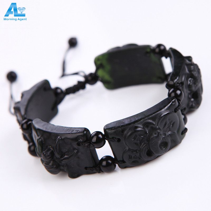 Morning Jewelry Men Black Jade Bracelet Health Care Chinese Morning Jewelry Men Black Jade Bracelet Health Care Chinese Green Bracelets Animal Mager