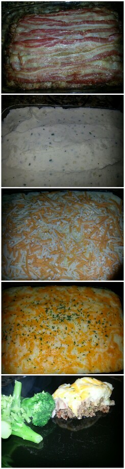 Cook Meatloaf Degree Shepperds Pie Not Shepards Pie Make Your Meatloaf The Way You Normally Make It Then Top With Bacon Put In 375 Degree Oven For Cooking Recipes Food Recipes