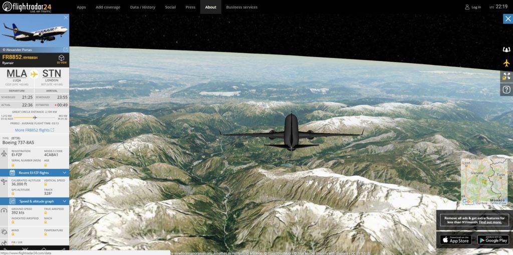 Flight Radar 24 Vista 3d Trafico Aereo Leonardo Da Vinci Pinceles