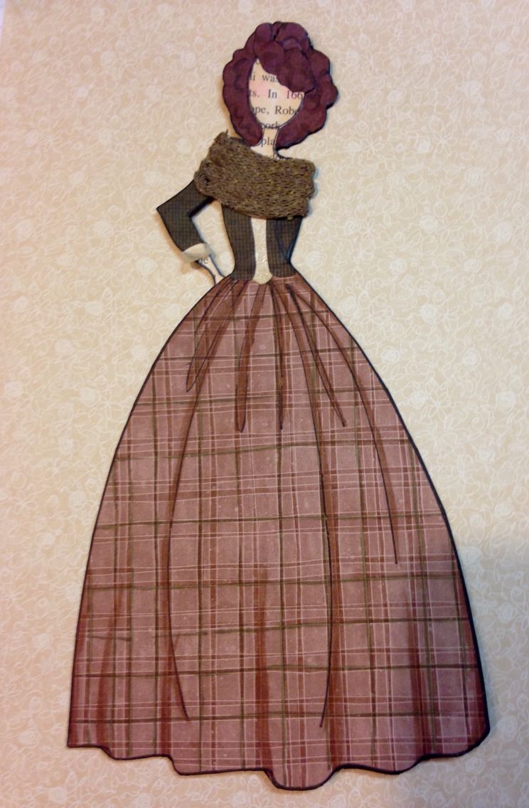 claire from outlander paper doll bookmark made using julie nuttings