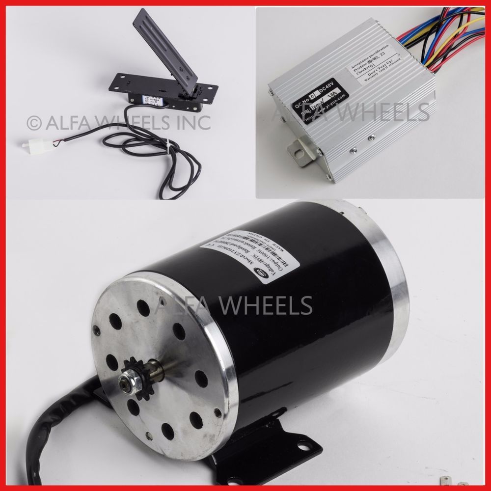 1000 W 48V DC electric motor kit w base speed controller /& Foot Pedal Throttle