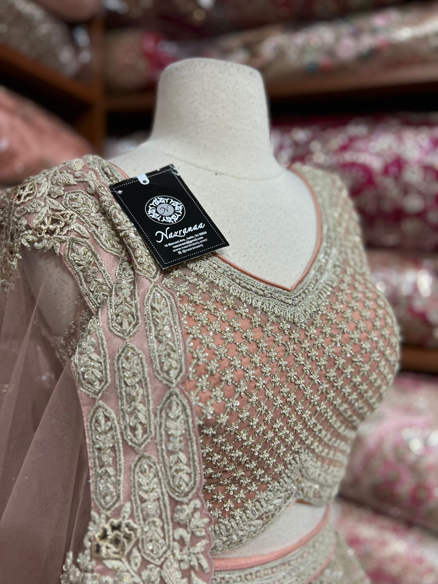 Peach and Magenta Bridal Lehenga with foil mirror and Zari work Net with Lining Latest Fashion, Fashion Tips, Bridal Lehenga, Zari, Magenta, Foil, Peach, Net, Mirror