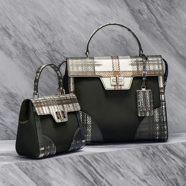 Discover The New Prada Fabric And Tartan Print Saffiano Leather Discover The New Prada Fabric And Tartan Print Saffiano Leather Briefcase On