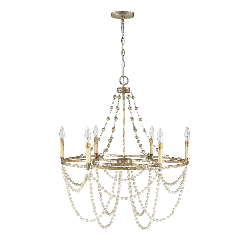 Isabelle 6 Light Chandelier Distressed Silver Leaf And Driftwood White Chairish Silver Light Fixture Chandelier Lighting Dining Chandelier