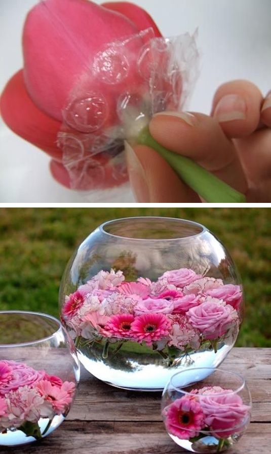 Use bubble wrap for floating flowers Summer Table Decorations, Diy Party Decorations, Decoration Table, Flowers Decoration, Birthday Decorations, Graduation Decorations, Beautiful Decoration, Reception Decorations, Event Decor