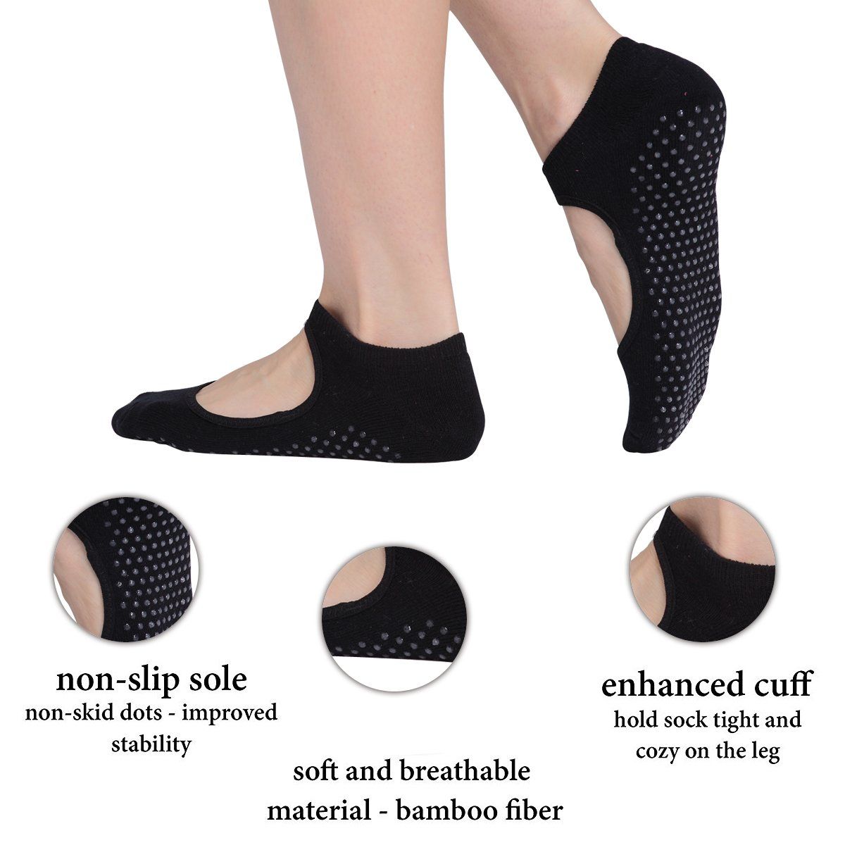 For Womens Cotton Socks Non Slip Yoga Barre Skid Pilates Barre Grips Ballet Sock