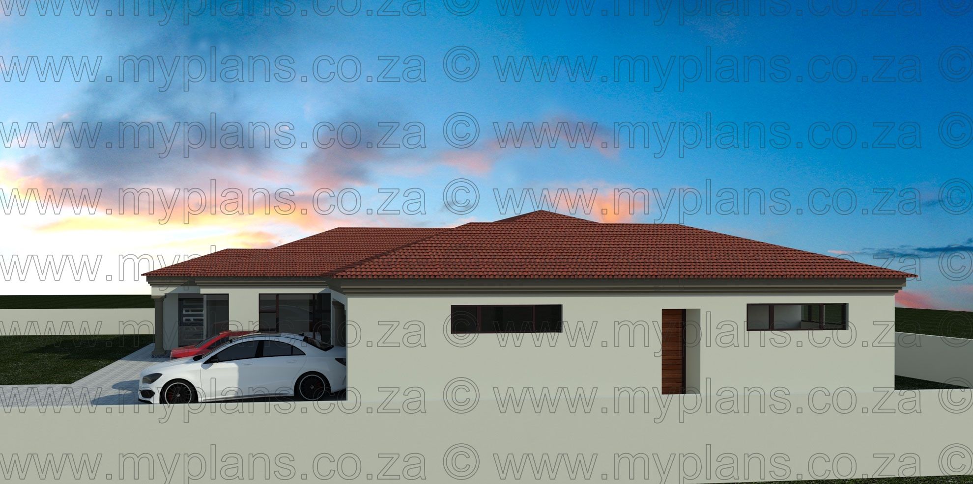 3 Bedroom House Plans MLB-056S – My Building Plans South Africa Home Design Plans, Plan Design, House Plans South Africa, Family House Plans, Floor Layout, Double Garage, Bedroom House Plans, Open Plan Living, Building Plans