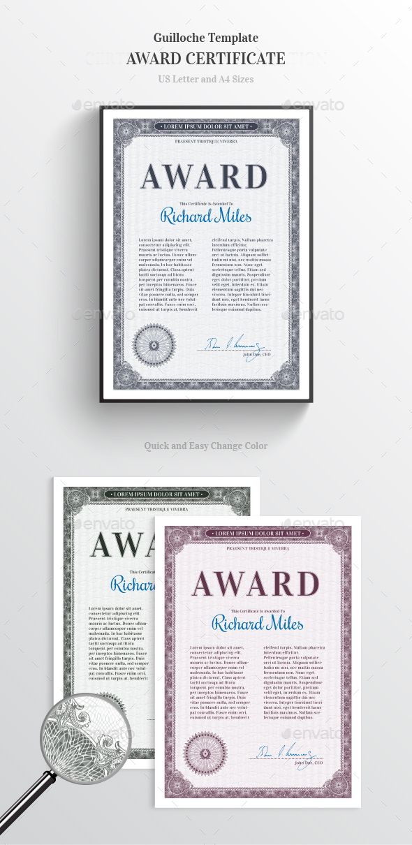 Award Certificate Pinterest Certificate design, Template and - Award Paper Template