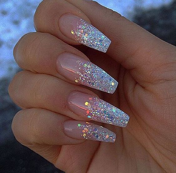 Clear Glitter Acrylic Nails Clear Glitter Nails Sparkle Acrylic Nails Glitter Nails Acrylic