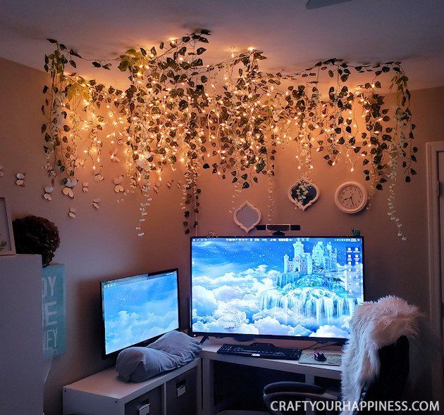 How to Make a Woodland Twinkle Light Ceiling Decor DIY