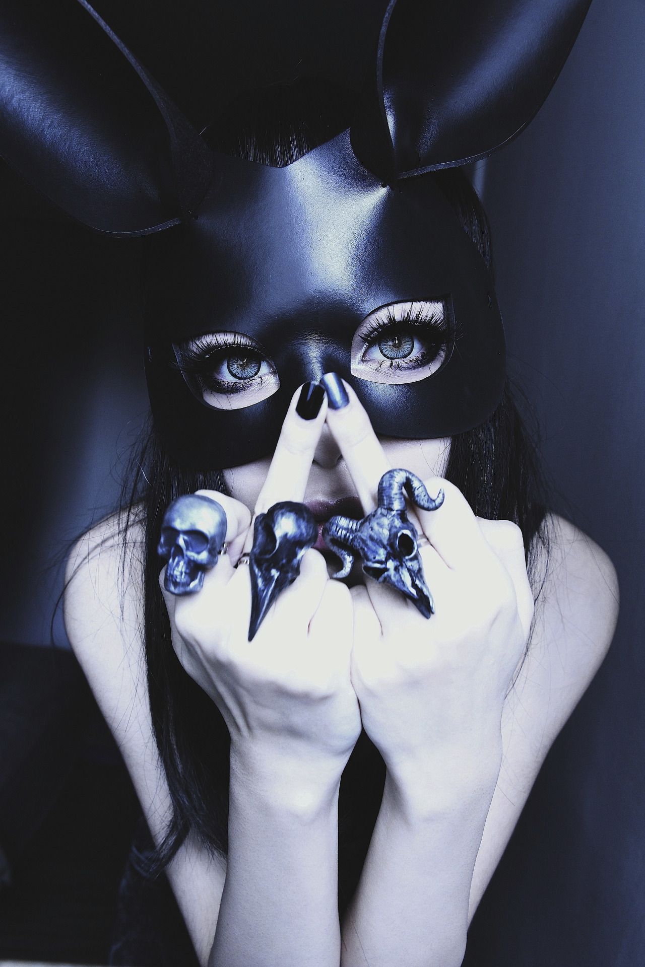 Pretty Girls Flipping The Bird Gothic Beauty Dark Beauty Mask