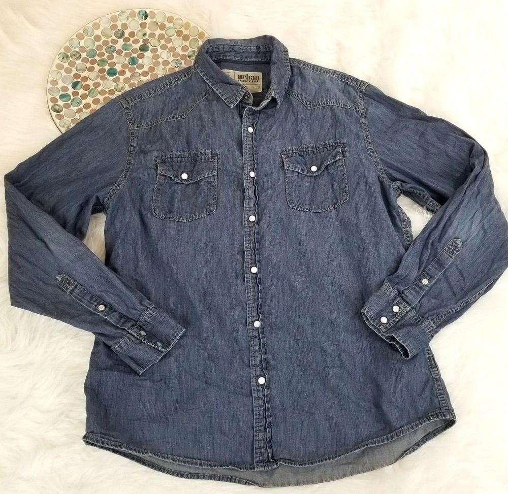 urban pipeline mens denim shirt size large blue long urban pipeline clothing size chart