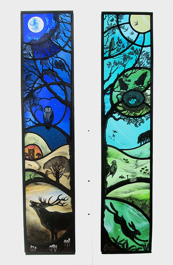 Night And Day Stained Glass Tamsin Abbott Azulejos De Mosaico