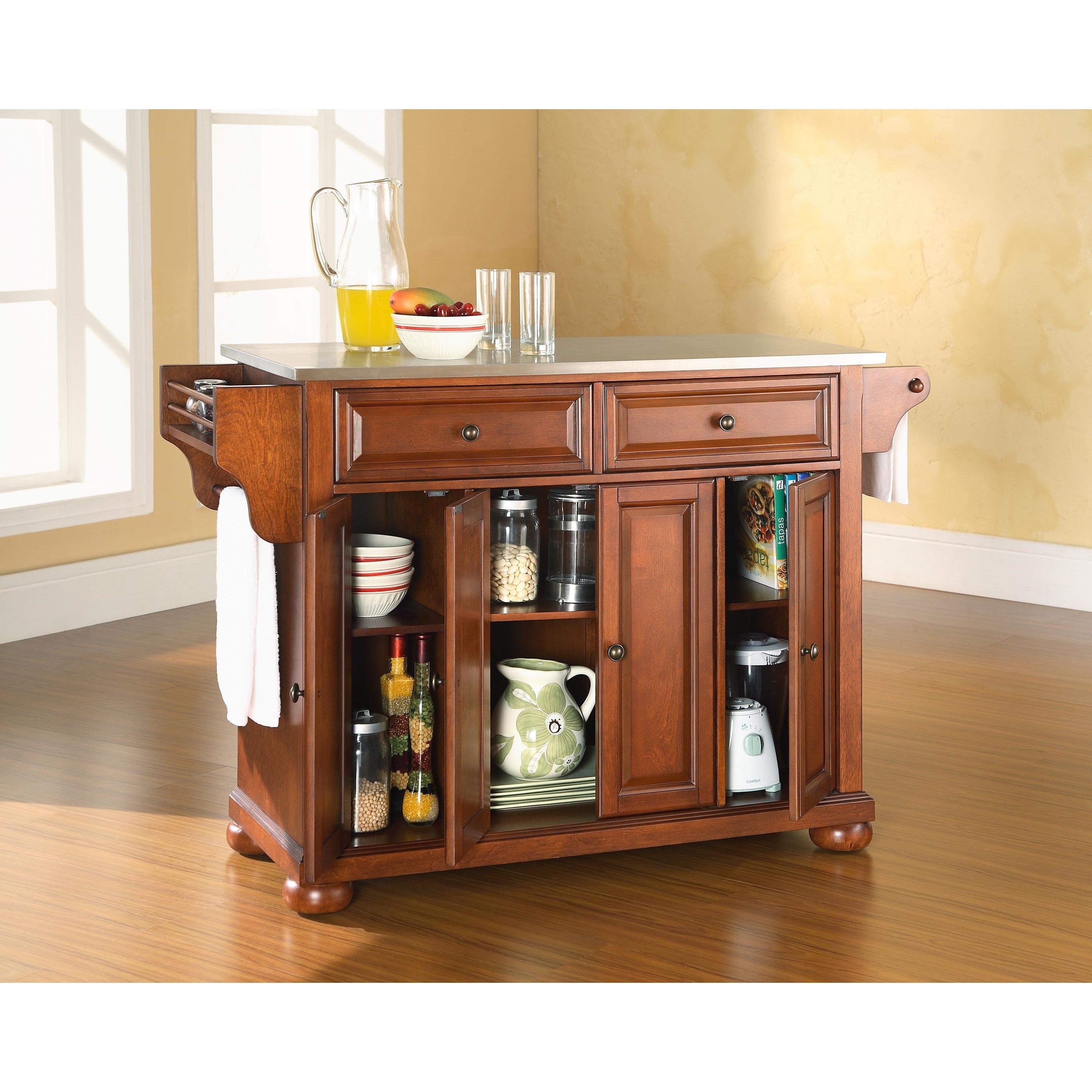 Crosley Furniture Alexandria Stainless Steel Top Kitchen Island In Crosley Furniture Alexandria Stainless Steel Top Kitchen Island In Clic Cherry Finish