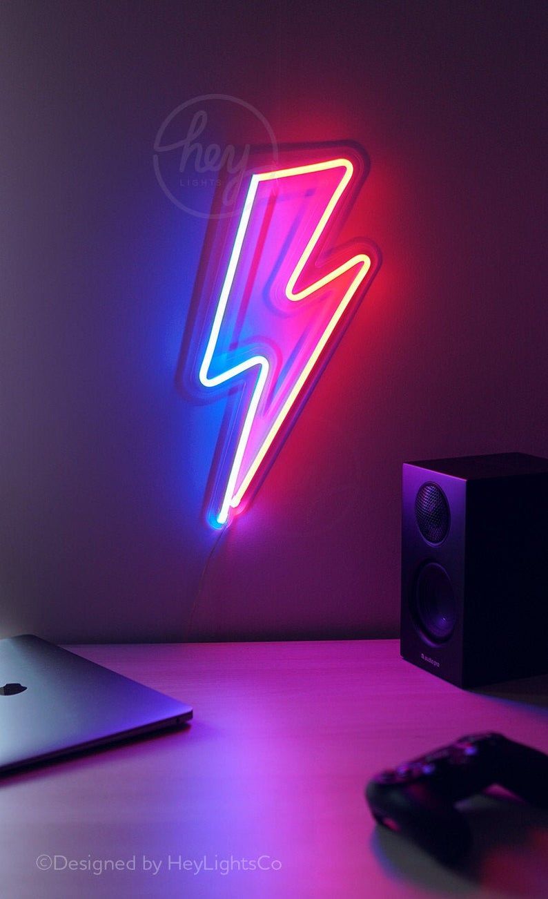 Bowie Lightning Bolt LED Neon Sign | David Bowie s Bowie Lightning Bolt LED Neon Sign | David Bowie s