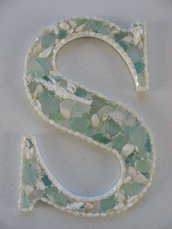 Ooak Mosaic Art Initial Letter S Beach Seagl Beads Alphabet Ooak Mosaic Art Initial Letter S Beach Seagl Beads Alphabet Ocean Handcrafted Great Gift