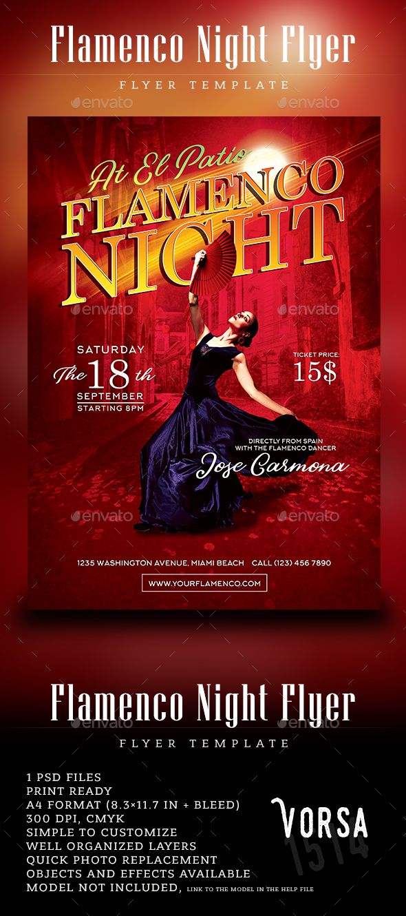 flamenco night flyer template by vorsa1514 features 1 psd files