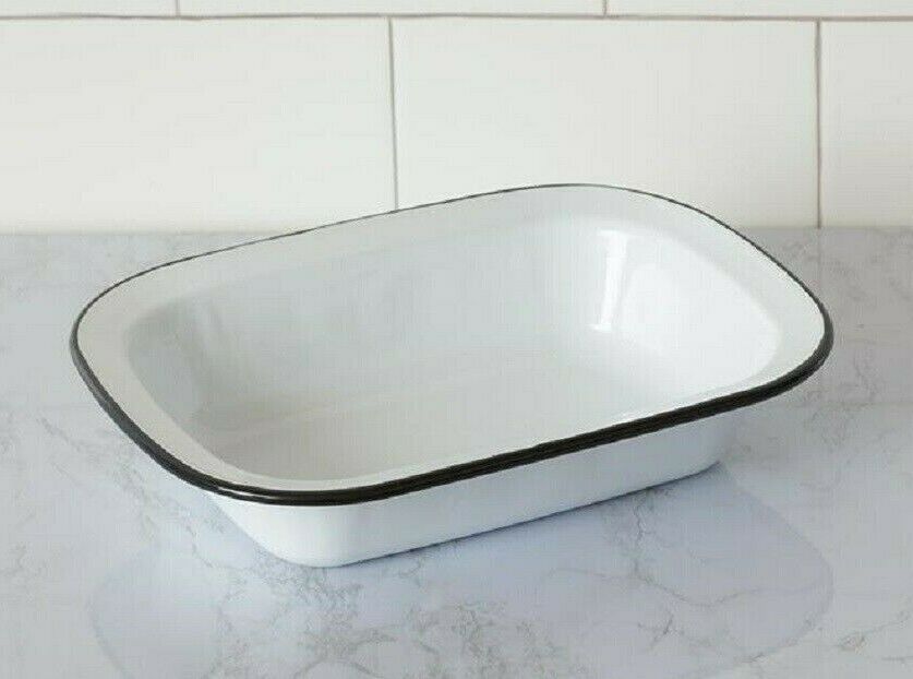New French Country Farmhouse Retro Vintage WHITE ENAMEL SOUP BOWL Black Trim New French Country Farmhouse Retro Vintage WHITE ENAMEL SOUP BOWL Black Trim