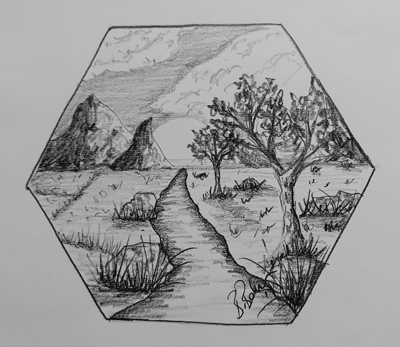 Kolay manzara çizimi. Easy landscape drawing . Landscape Drawings, Triangle Tattoo, Male Sketch, Video, Artist, Artists, Landscape Paintings