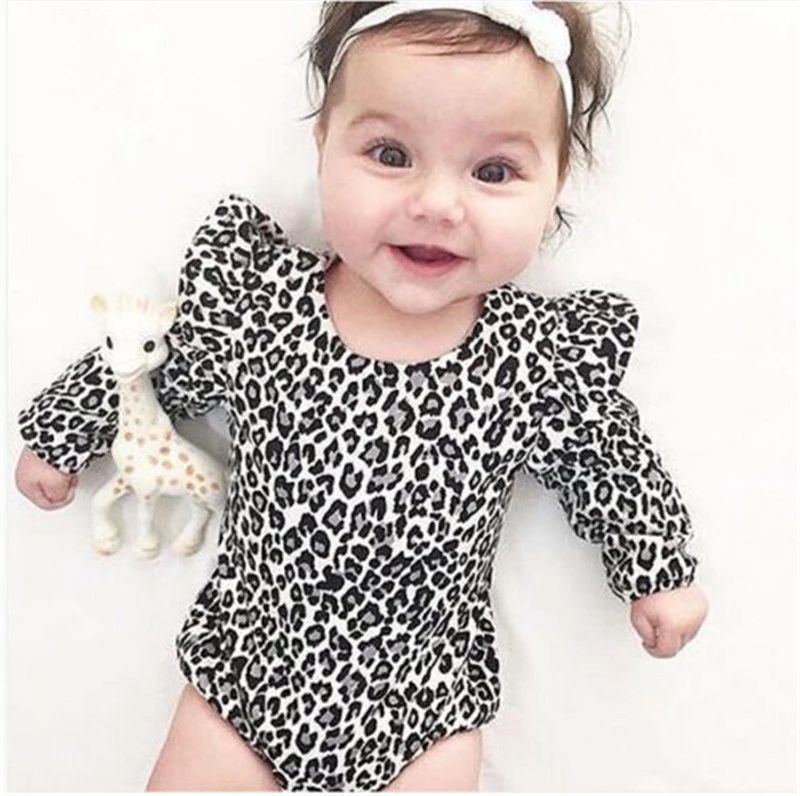 US Leopard Newborn Baby Girl Clothes Long Sleeve Romper Jumpsuit Bodysuit Outfit
