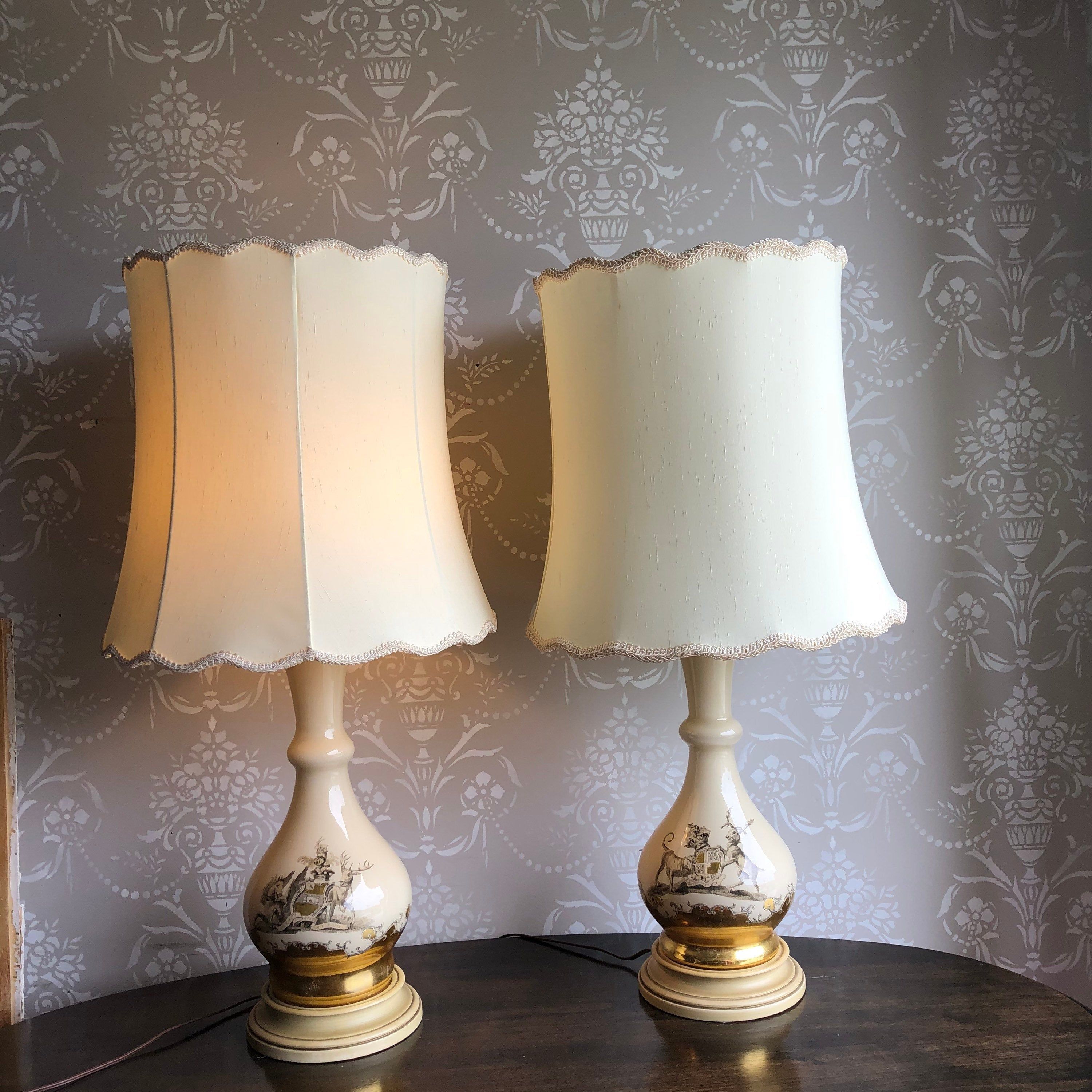 Lamps Lighting Table Vintage Cream And Gold French Lamp Shades Lamps Lighting Table Vintage, French Provincial Lamp Shades