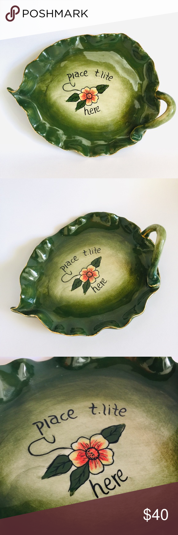 Blue Sky Tea Lite Tray Place T Lite Here Dish Trinket Dishes Blue Sky Dishes