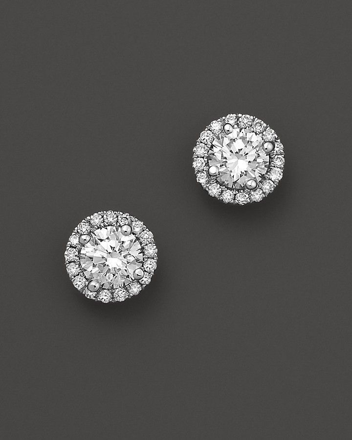 Bloomingdale S Halo Diamond Stud Earrings In 14k White Gold 75 Ct Bloomingdale S Halo Diamond Stud Earrings In 14k White Gold 75 Ct T W On Style