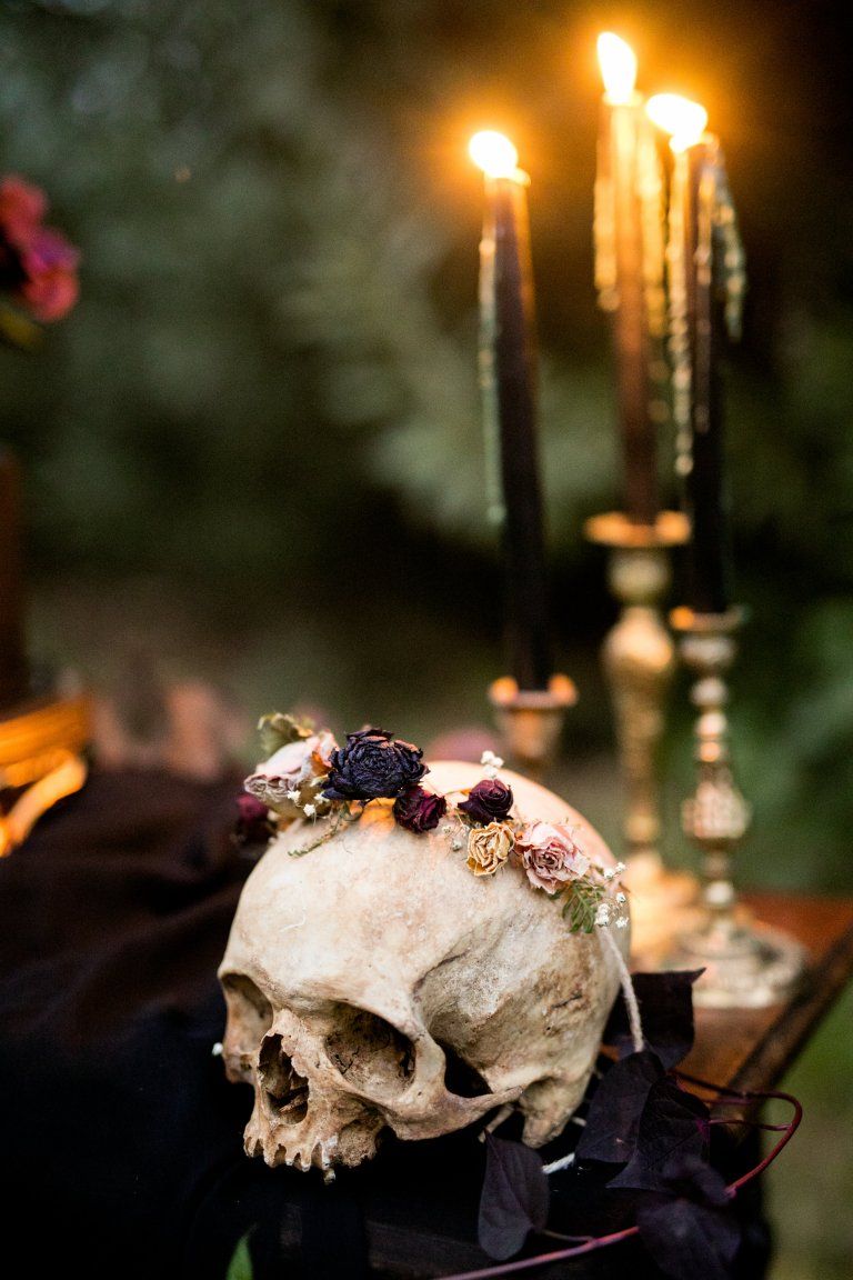 Elegance overflows at this misty Halloween ballet wedding inspiration