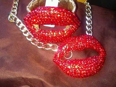 Big Ang Red Lips Necklace And Bracelet Ebay Big Ang Red Lips Red