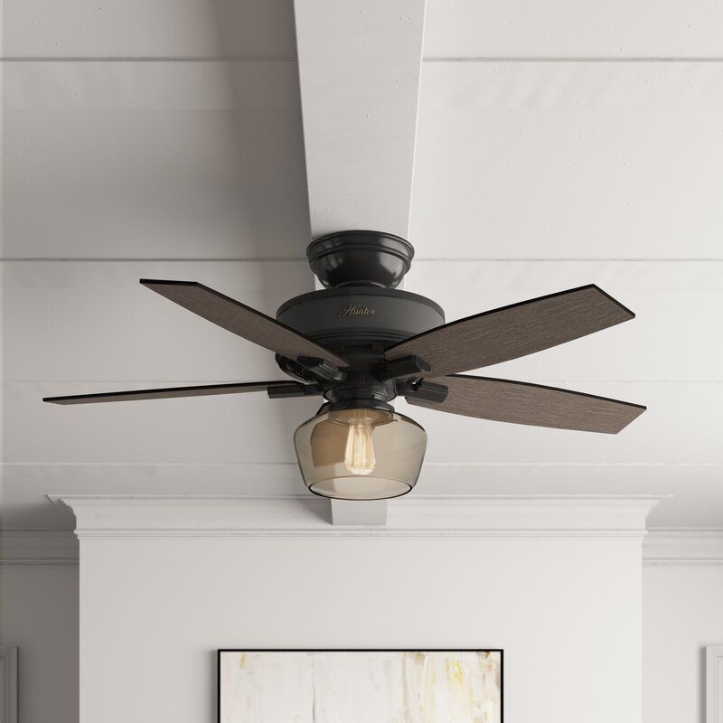 52 Bennett 5 Blade Standard Ceiling Fan With Remote Control And Light Kit Included In 2020 Flush Mount Ceiling Fan, 5 Bulb Ceiling Fan Light Kit