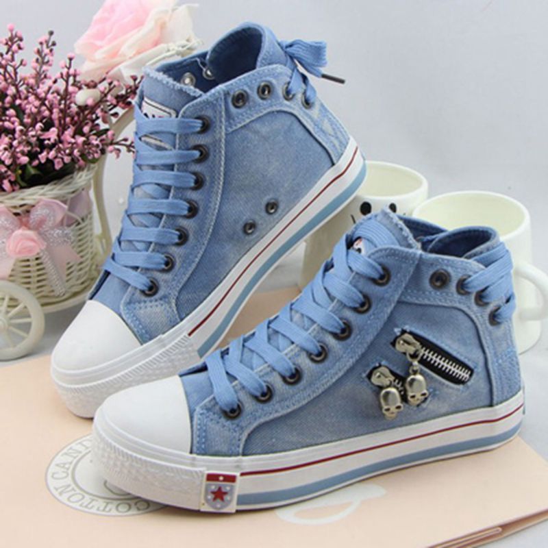 2017 Womens Vulcanize Shoes Elevator denim canvas shoes womens high casual shoes after the bandage lady 2017 Womens Vulcanize Shoes Elevator denim canvas shoes womens high casual shoes after the bandage lady