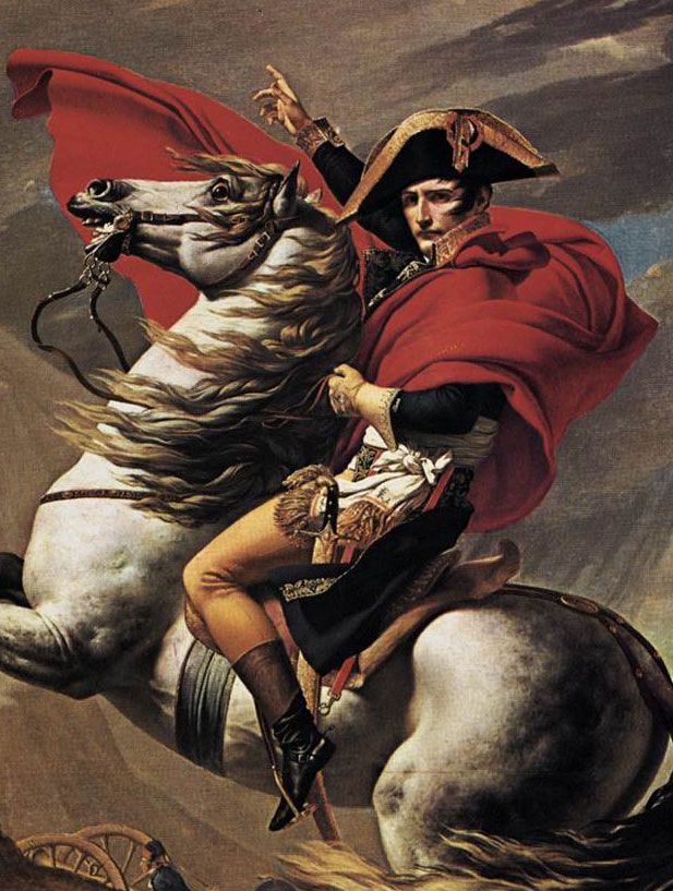Napoleon Bonaparte at the St. Bernard pass detail ~ Jacques .. | Horses ... Napoleon Bonaparte Horse Painting