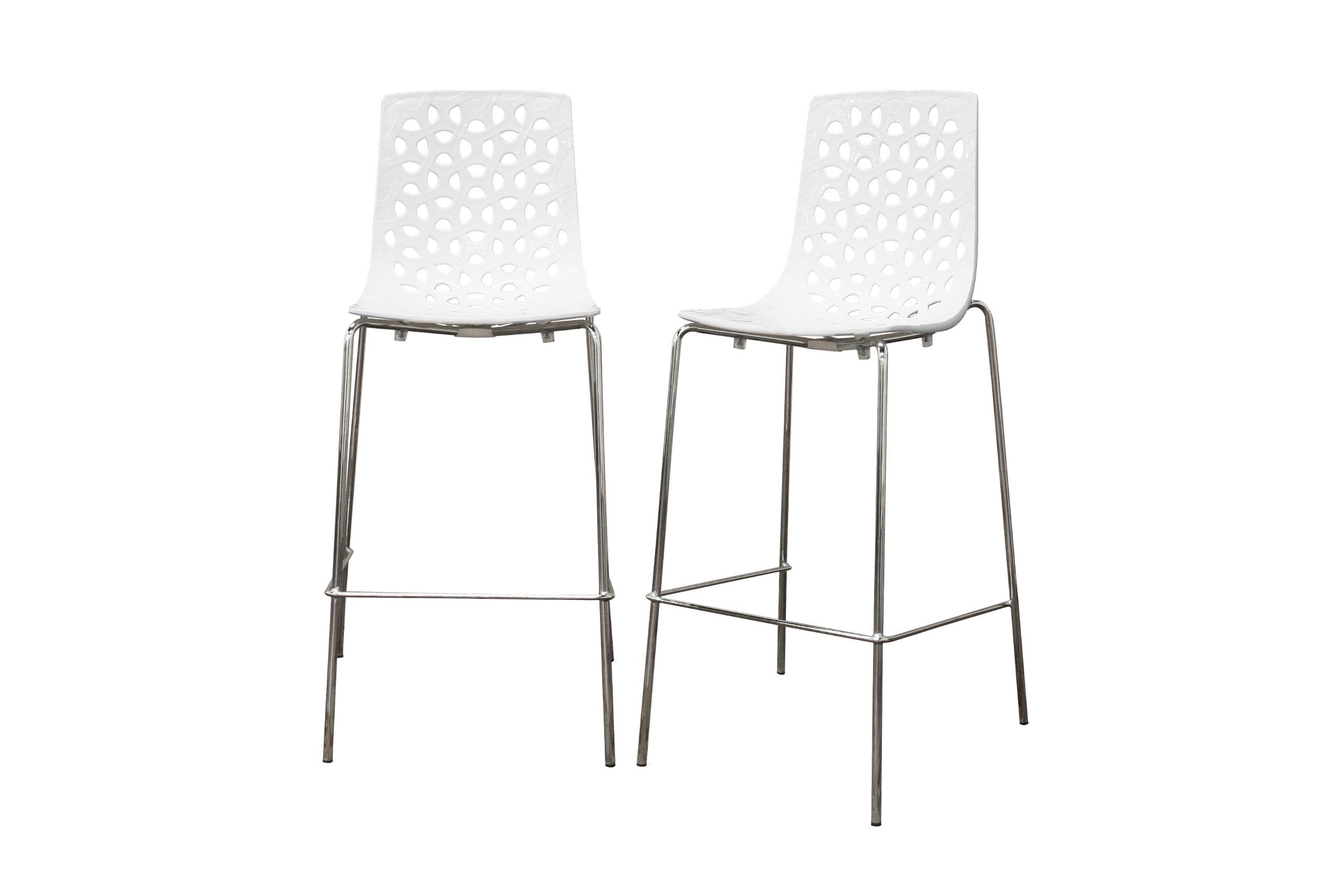 Contemporary White Gloss Barstool Come With Stainless Steel Frame Contemporary White Gloss Barstool Come With Stainless Steel Frame And U Shaped Footrest Also Four