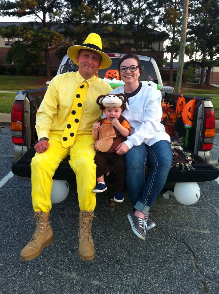 Curious George, the Man in the Yellow Hat and Professor Wiseman. Family