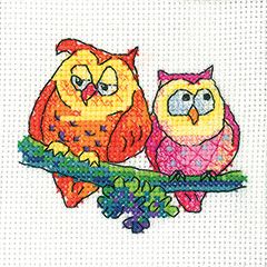 HERITAGE CRAFTS LOVE OWLS COUNTED CROSS STITCH KIT BIRDS OF A FEATHER