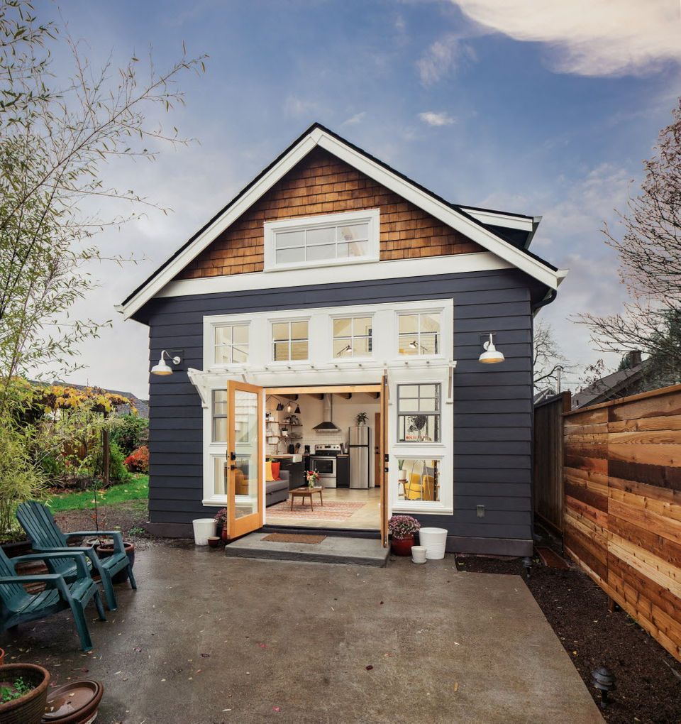 An architectural abode takes the place of an old garage