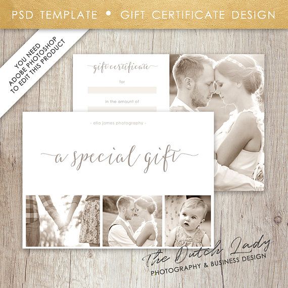 Photography Gift Certificate Template - Design #8 - INSTANT DOWNLOAD