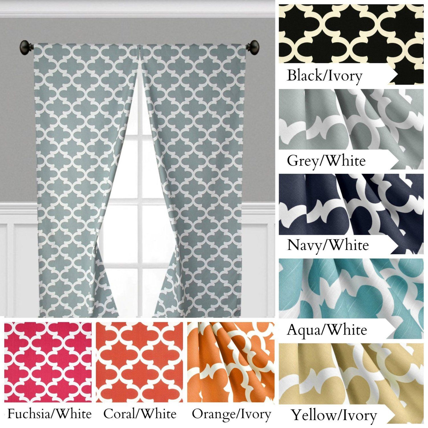 Quatrefoil Curtains Lattice Trellis Window Treatments Navy Blue Quatrefoil Curtains Lattice Trellis