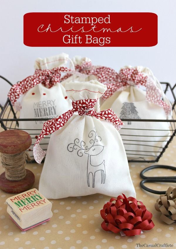 Bolsas Tela Estampadas Sellos Regalos De Navidad Hechos A Mano Bolsas De Navidad Bolsas De Regalo De Tela