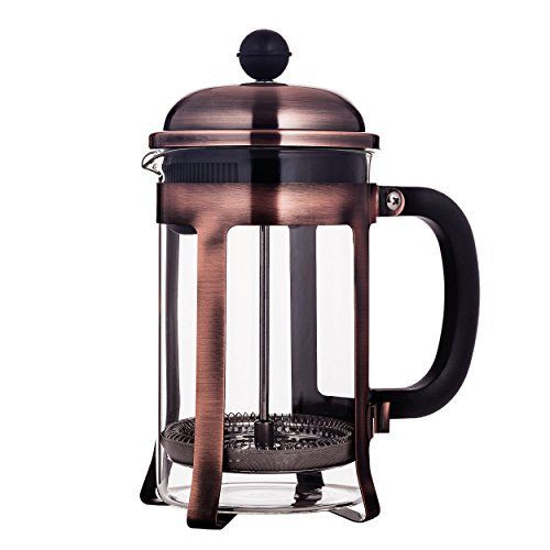French Press Coffee Maker in Copper Stainless Steel Heat Resistant Glass FDA Approved Mandarin-Gear / Rust Free 28oz/800ml 4 Cups/ 2 Mugs - http://teacoffeestore.com/french-press-coffee-maker-in-copper-stainless-steel-heat-resistant-glass-fda-approved-mandarin-gear-rust-free-28oz800ml-4-cups-2-mugs/ Copper French Press, Best French Press, Stainless Steel French Press, French Coffee, French Press Coffee Maker, Coffee Press, Coffee Brewing, Coffee Tea, Coffee Maker Reviews