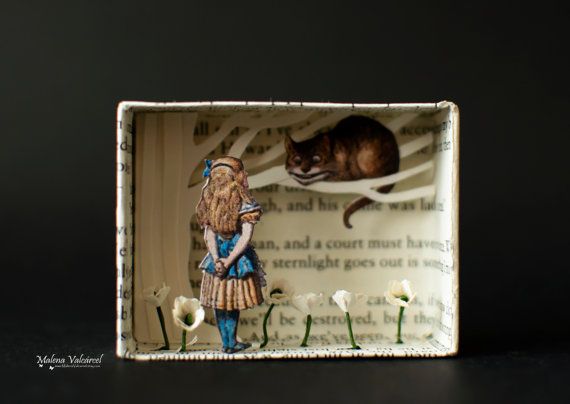 Matchbox Art - Diorama - We Are All Mad Here - Alice in Wonderland #dioramaideas