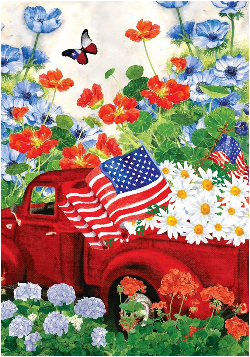 America In Bloom Patriotic House Flag Floral USA 28/" x 40/" Briarwood Lane