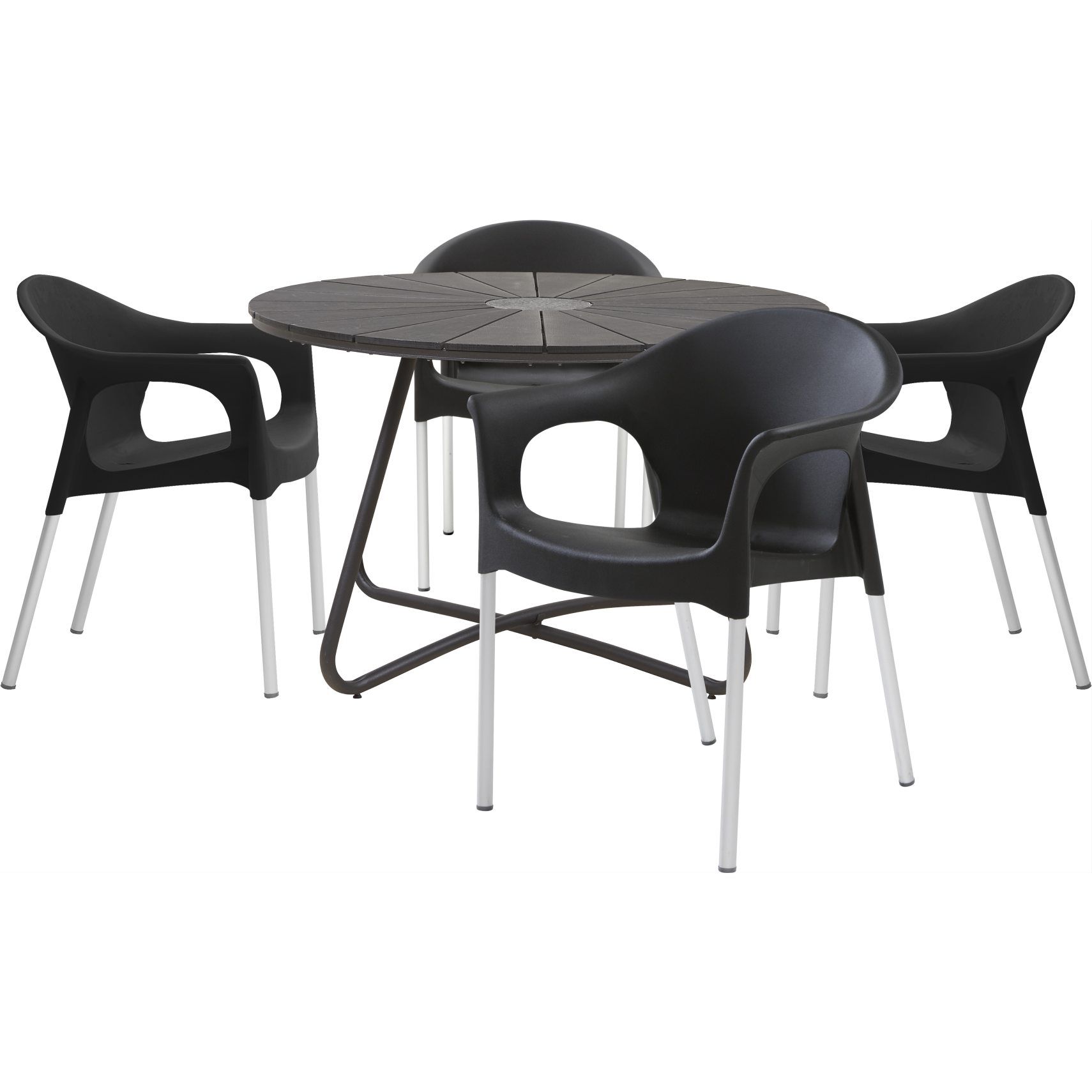 Derby havebord med bordplade i sort polywood og midte i granitlook ... Sort havebord og stole
