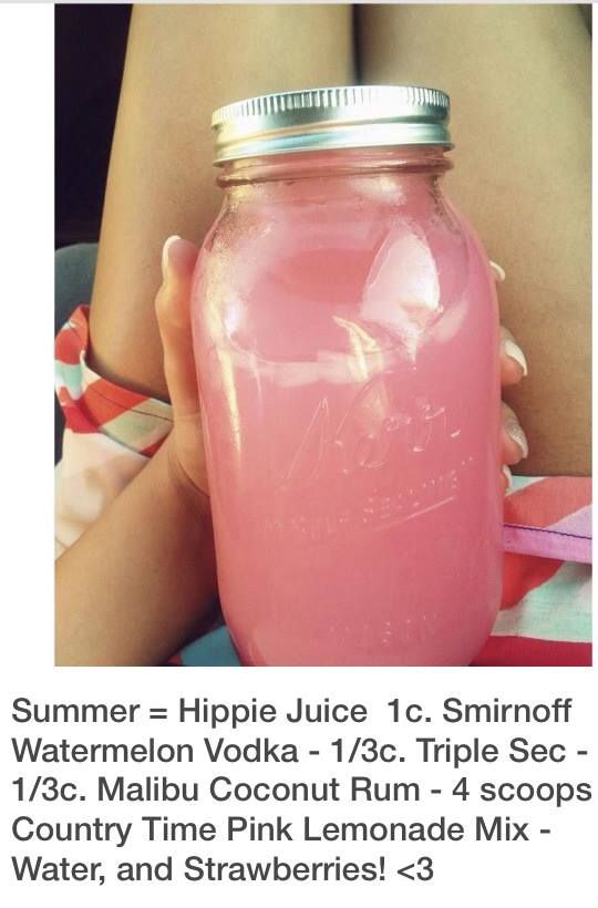 Hippy Juice! Okay, maybe it's a little low brow not using fresh juices and all, but it's a quick and easy drink to throw together for impromptu summer dock parties. Summer Drinks, Cocktail Drinks, Fun Drinks, Summer Juice, Adult Drinks, Alcoholic Beverages, Beach Cocktails, Lake Drinks, Alcoholic Punch